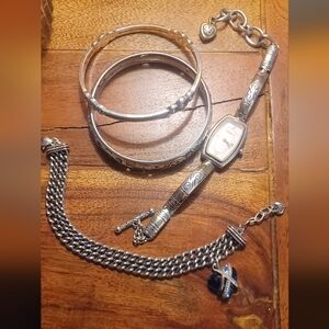 BRIGHTON watch and bracelets silver and gold